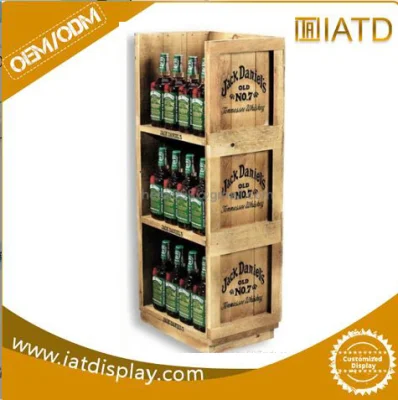 Customized Wooden Floor Store Display for Wine Bottle/Milk/Beer