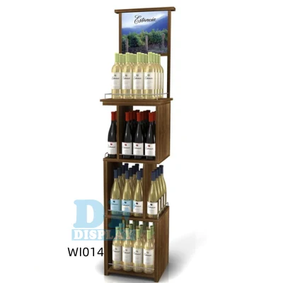 Customized Retail Store Floor Beer Bottle Shelf Wine Display Wood Display for Bottles