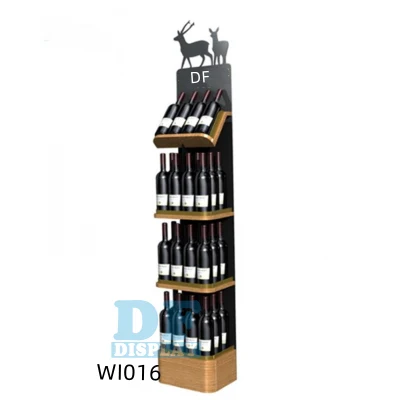 Customized Retail Store Floor Beer Bottle Shelf Wine Display Wood Display for Bottles